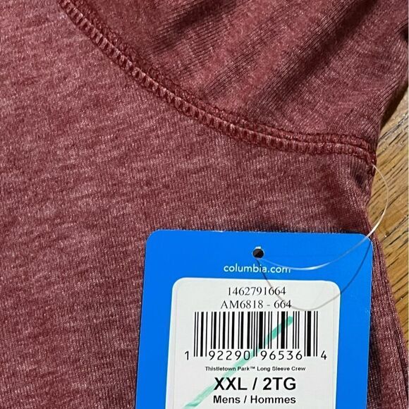 Columbia Long Sleeve Omni-Wick Mens Crew Top Burgandy 2X NWT - Picture 9 of 11